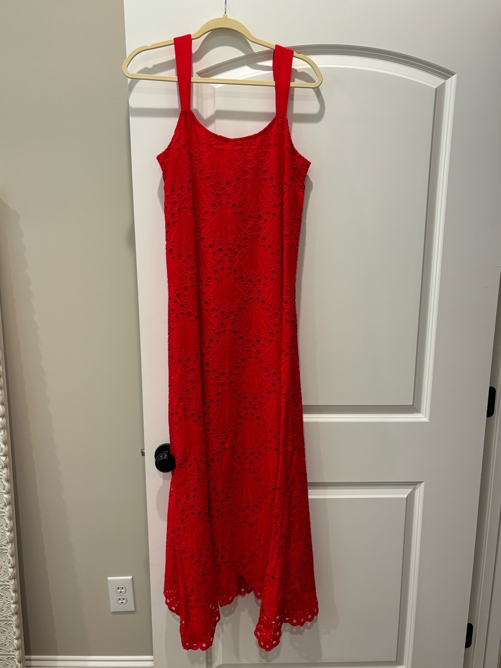 Red Eyelet Maxi Dress